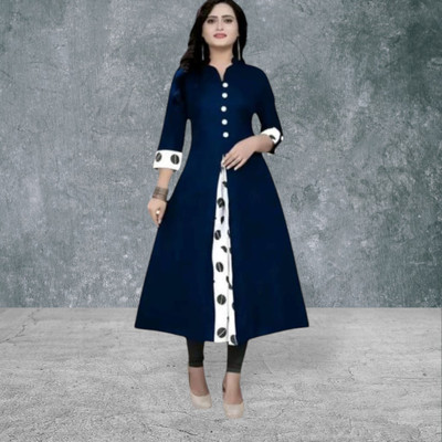 Rangrasiyatexk Women Solid Anarkali Kurta(Blue)