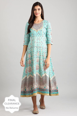 Aurelia Women Printed A-line Kurta(Green)