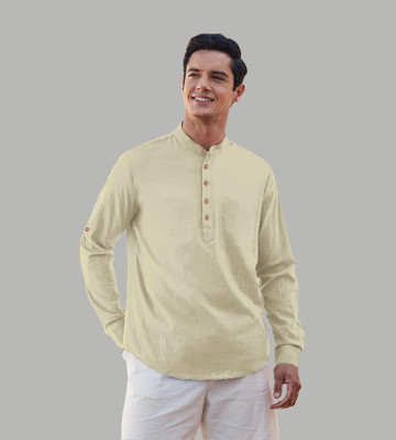 TrendiVastra Men Solid Straight Kurta(Beige)