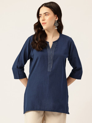 Feranoid Retail Women Solid Tunic Kurta(Blue)
