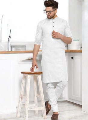 Rashmi Genz Men Printed Straight Kurta(White)