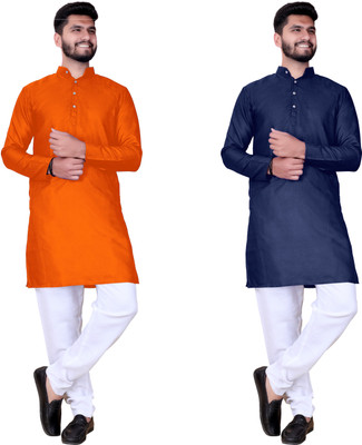 Reyansh4u Men Solid Straight Kurta(Dark Blue)