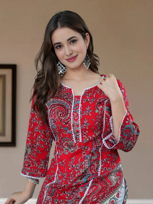 Anmi Printed Women Straight Kurta(Multicolor)