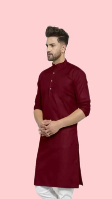 The Fashion Outlets Men Solid A-line Kurta(Maroon)