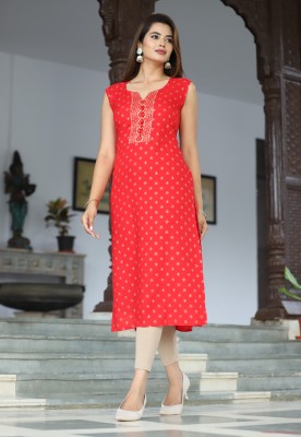 SHUBHLAXMI FASHION Women Printed Straight Kurta(Red)