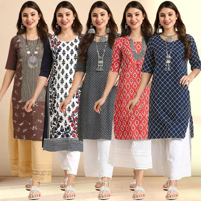 1 Stop Fashion Women Printed A-line Kurta(Multicolor)