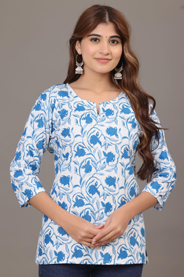 Anmi Printed Women Straight Kurta(White)
