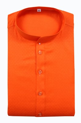 Bruttlyn Men Self Design Straight Kurta(Orange)