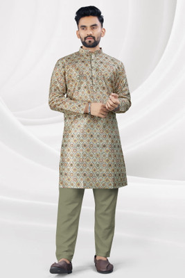 DUTT TEXTILE Men Geometric Print, Printed Straight Kurta(Multicolor)