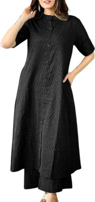 Parth Creation Women Solid Straight Kurta(Blue)