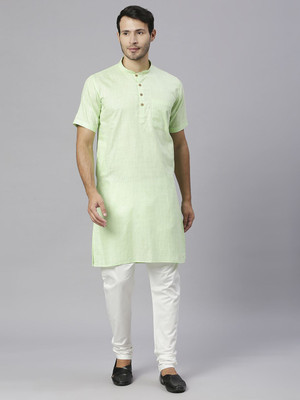 Rajubhai Hargovindas Men Solid Straight Kurta(Light Green)