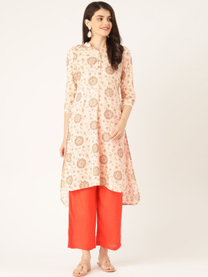 ANOUK Women Printed A-line Kurta(Beige)
