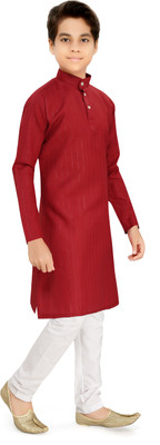 BYTER Boys Festive & Party, Wedding Kurta and Pyjama Set(Maroon Pack of 1)