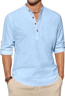 Fifth U Men Solid Straight Kurta(Light Blue)