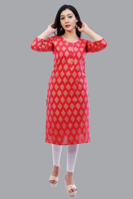 Gundia Fashion Women Printed A-line Kurta(Red)