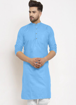 Svatantra Men Solid Straight Kurta(Light Blue)