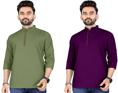 TRUST OUS Men Solid Straight Kurta(Multicolor)