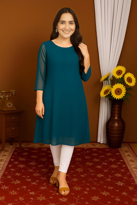 MANAYFAB Women Solid A-line Kurta(Black)