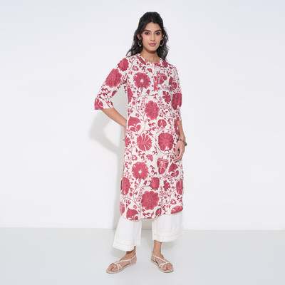 Rangmanch by Pantaloons Women Solid A-line Kurta(Maroon)