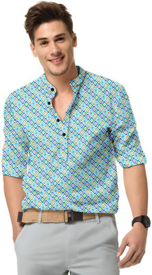 ALVIN ENTERPRISE Men Printed Straight Kurta(Light Blue)