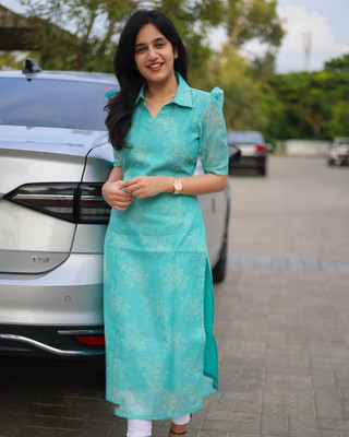 PAYALETHNICWEAR Women Self Design A-line Kurta(Dark Blue)