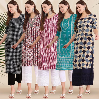 1 Stop Fashion Women Printed A-line Kurta(Multicolor)