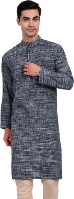 Tesmare Men Woven Design Straight Kurta(Blue)