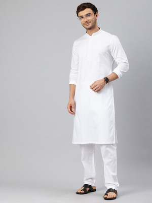 Manthan Men Solid Straight Kurta(White)