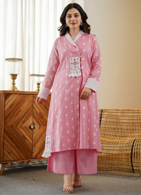 Anusheetfashion Women Geometric Print Straight Kurta(Light Blue)