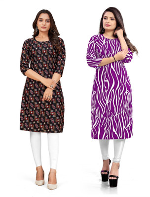 dharmanandan creation Women Printed Straight Kurta(Multicolor)