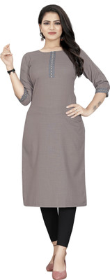 SARVAGNA Women Solid Straight Kurta(Grey)
