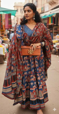 YASH VASTRA Women Printed Anarkali Kurta(Red)