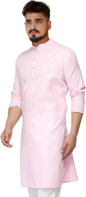 BMJDENTERPRISE Men Solid Straight Kurta(Pink)