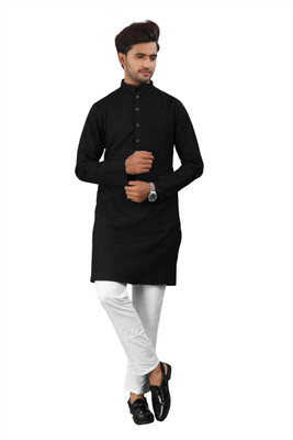 swara creation Men Solid A-line Kurta(Black)