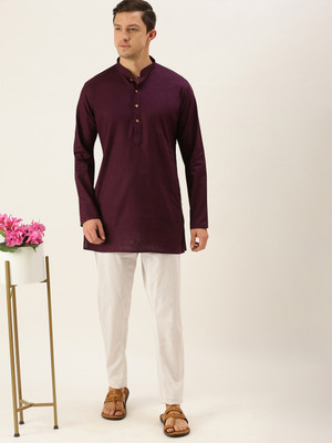 VASTRAMAY Men Solid A-line Kurta(Blue)