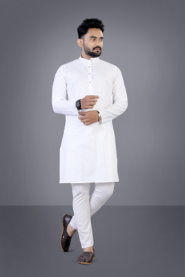 Sawariya Enterprise Men Solid Straight Kurta(White)