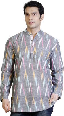 Arch Element Men Printed Straight Kurta(Grey)