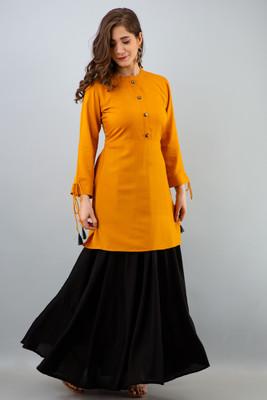 JYOTISHA Women Embroidered Anarkali Kurta(Yellow)