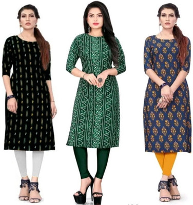Anshfab Women Printed A-line Kurta(Multicolor)
