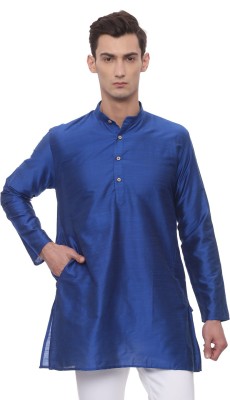 Tattva By Mark Anderson Men Solid Straight Kurta(Dark Blue, White)