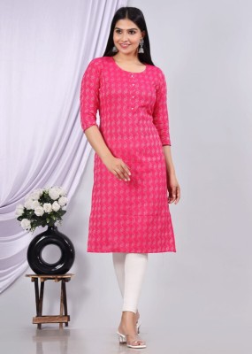 Gerbera creations Women Embroidered Straight Kurta(Pink)