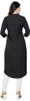 Nioni Women Solid Straight Kurta(Black)