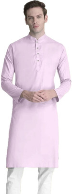 Krisha trend Men Solid Straight Kurta(Pink)