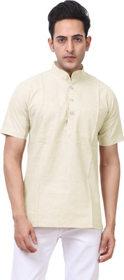 LAHSUAK Men Solid Straight Kurta(Beige)