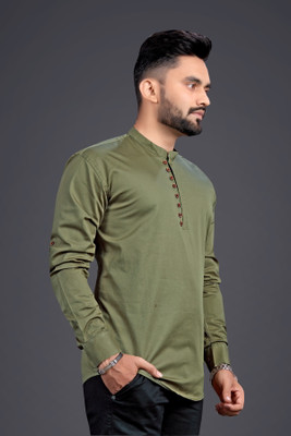 Nofilter Men Solid Straight Kurta(Light Green)