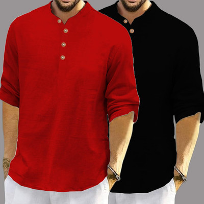 Vida Loca Men Solid Straight Kurta(Red)