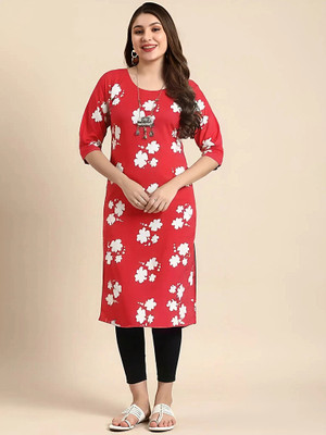 SZN Women Printed A-line Kurta(Red)