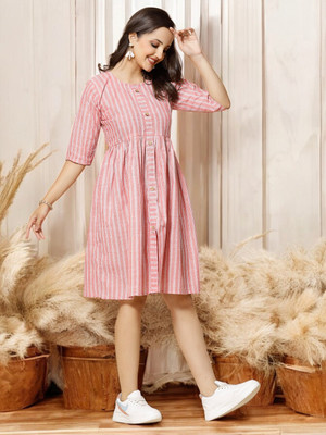 VIMCOTT Women Striped A-line Kurta(Multicolor)