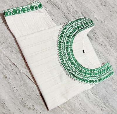fabrictextile Women Striped, Embroidered Straight Kurta(Green)