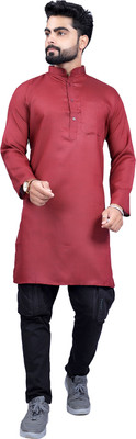 Kripto Katrox Men Solid A-line Kurta(Maroon)